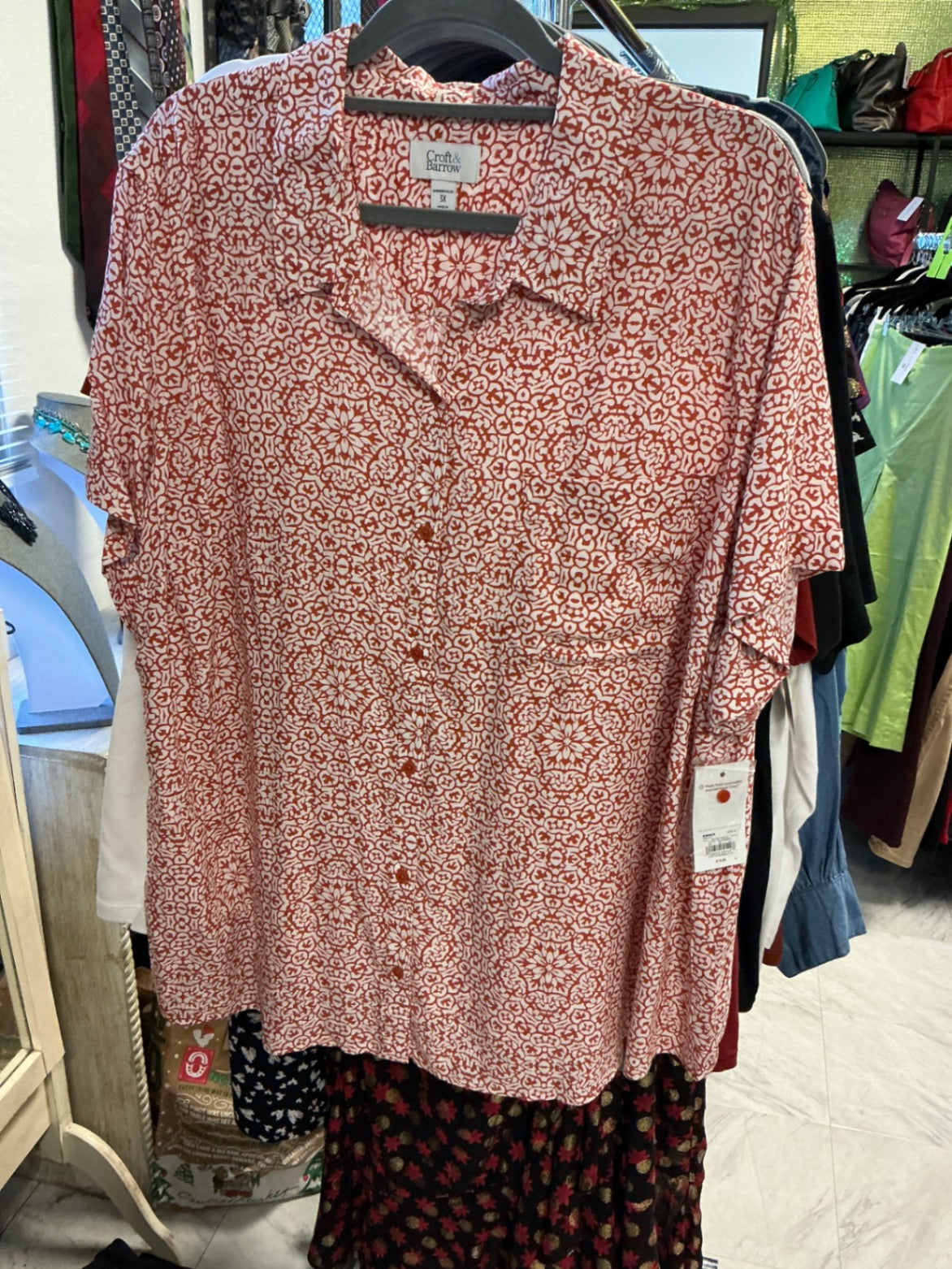 Croft & Barrow Shirt - Orange and White - 3X NWT
