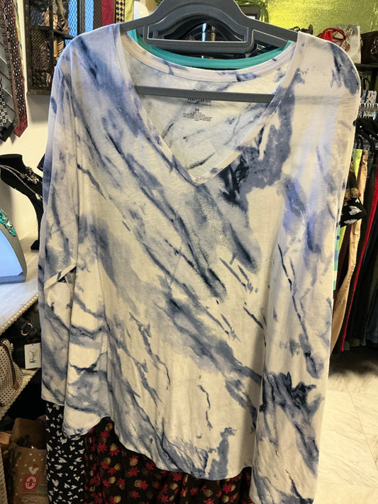 EVRI Long Sleeve T-Shirt - Blue and White - 3X