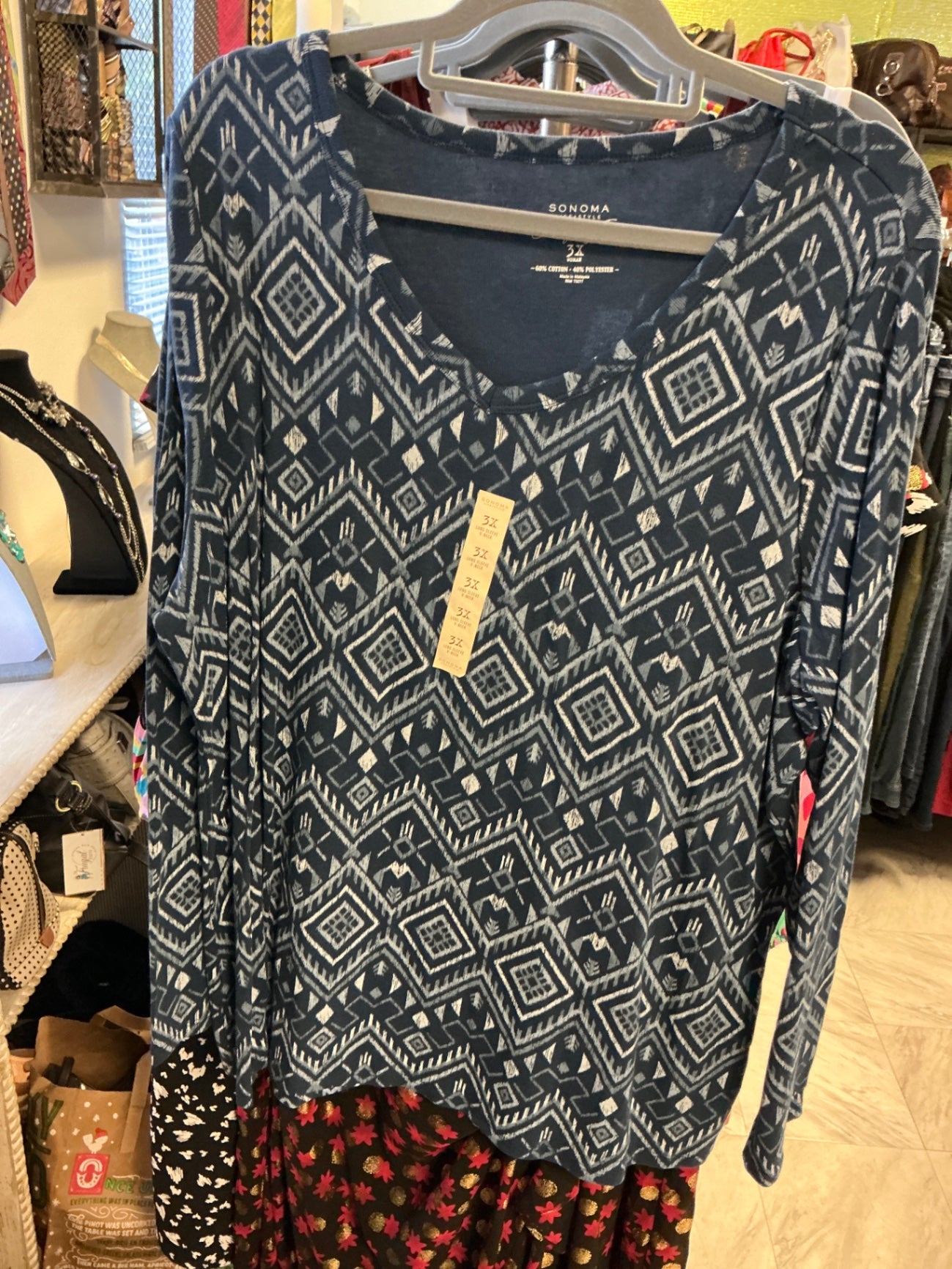 Sonoma Long Sleeve T-Shirt - Navy and white - 3X NWT