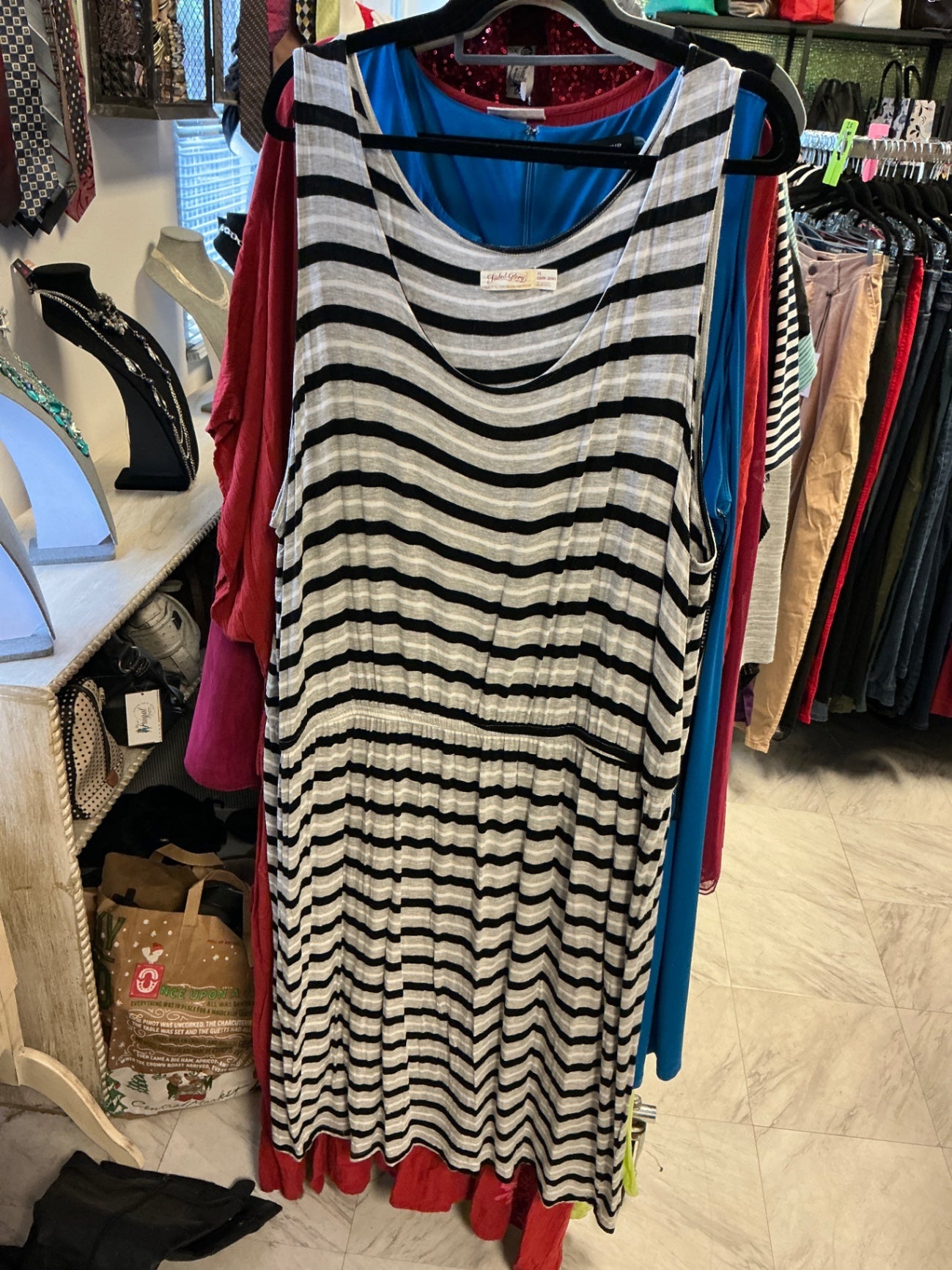 Faded Glory Maxi Dress - Black, White, and Red - 4X