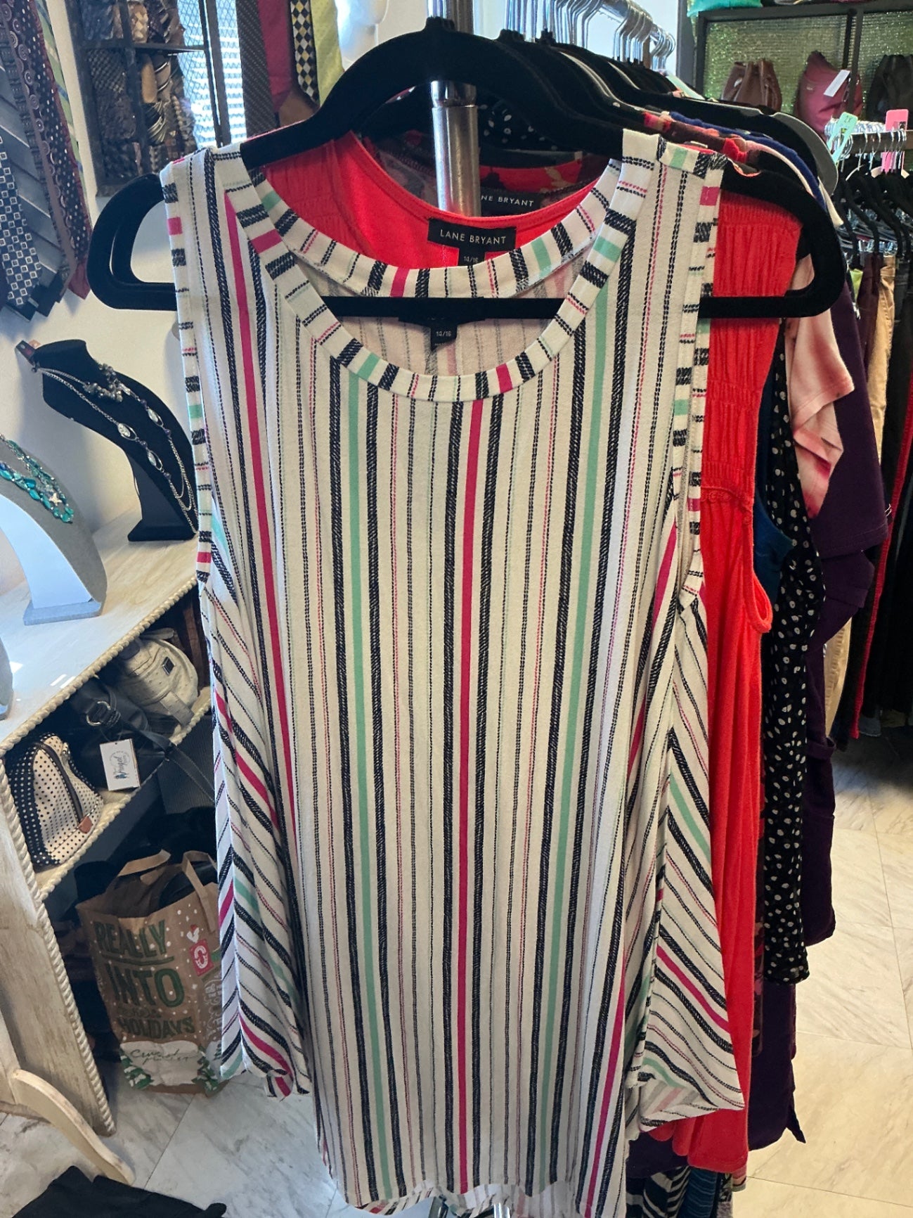 Lane Bryant Dress - Multicolored (mainly white, black, red, green, blue) - 14/16