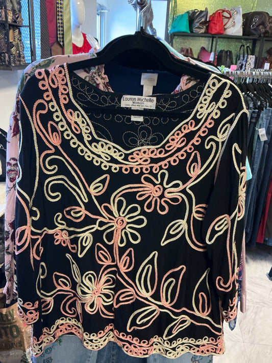 Lauren Michelle Woman Blouse - Black, Pink, Cream - 2X
