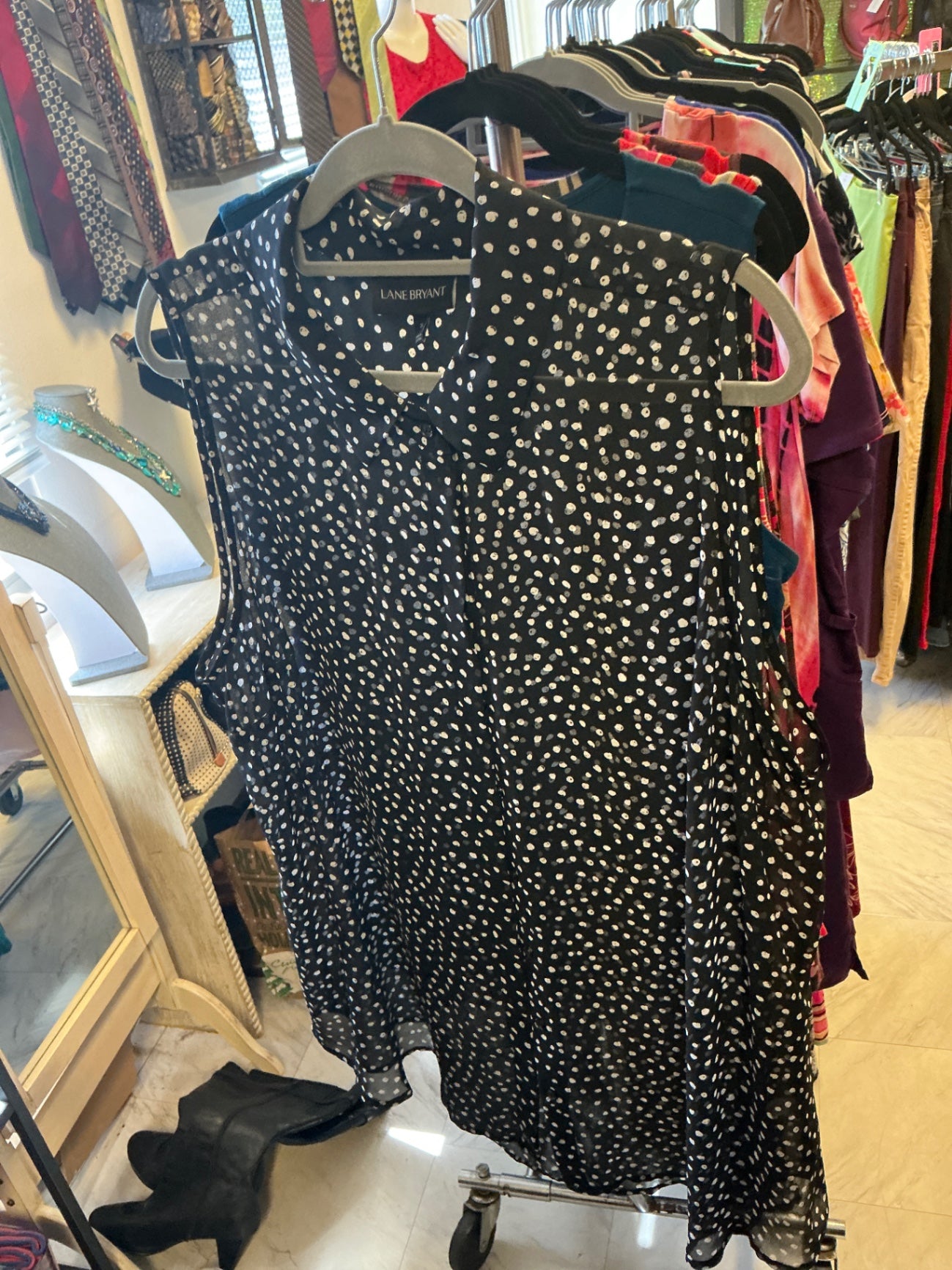 Lane Bryant Sleeveless dress - Black with white polka dots - 26
