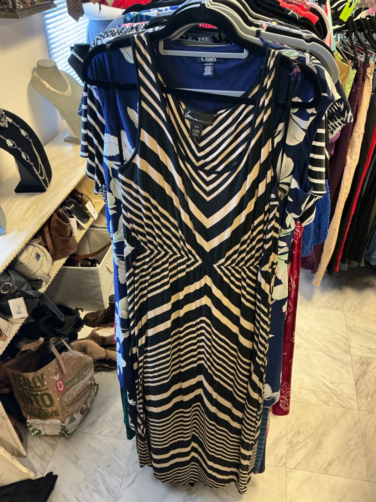 Lauri Bryant Dress - Black, White, Blue - 14/16