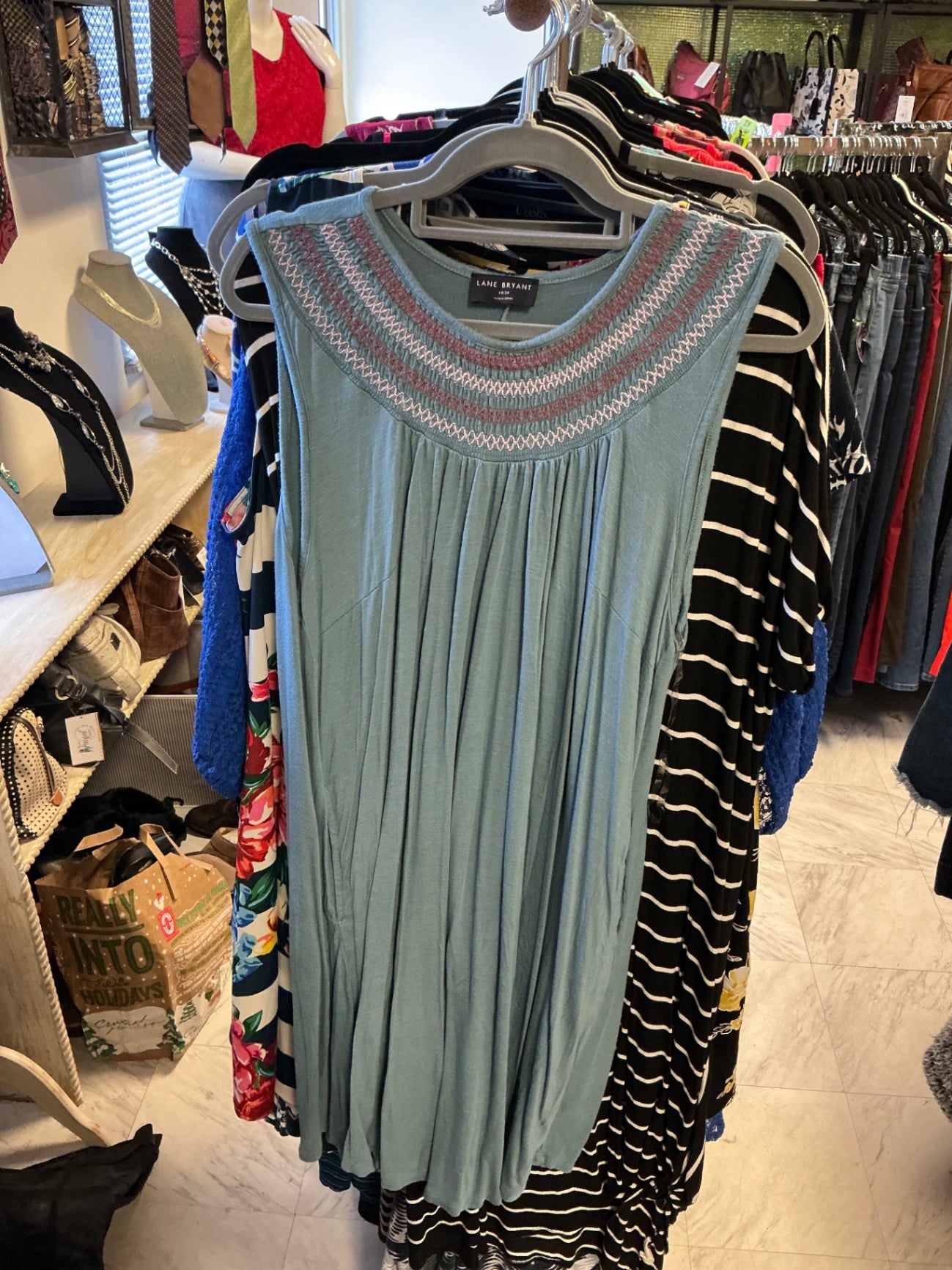 Lane Bryant Dress - Light blue with multicolored embroidery around the neckline - 18/20