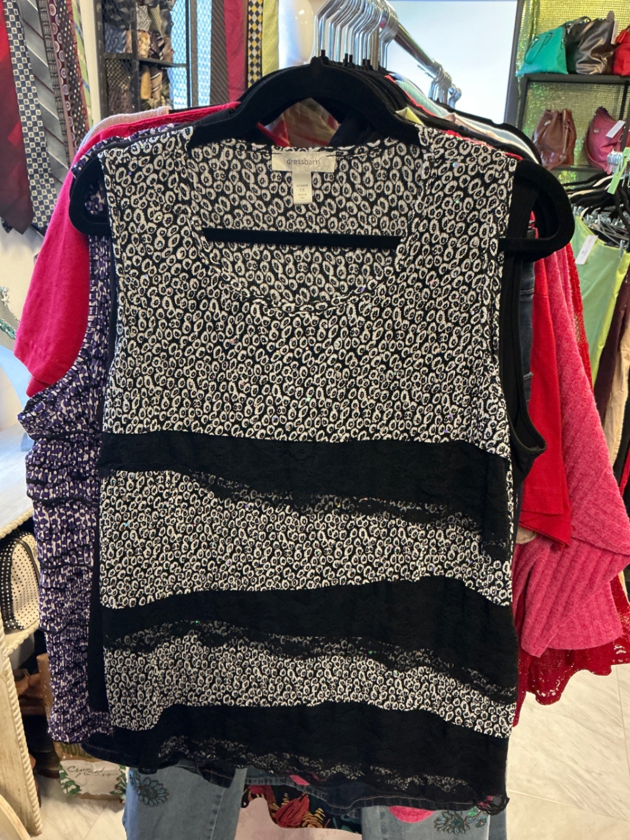 dressbarn Blouse - Black and white - 1X