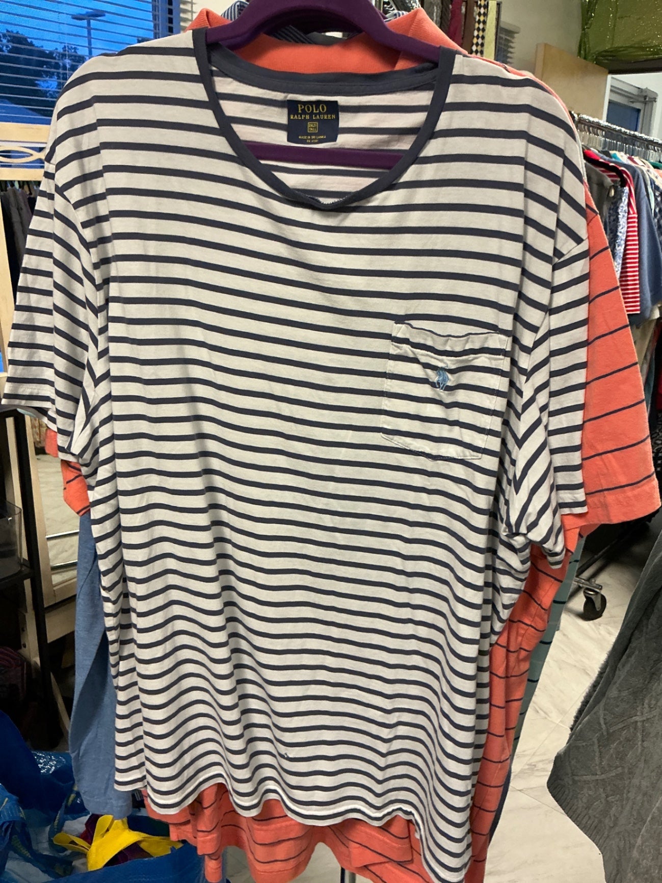 Polo Ralph Lauren T-Shirt - White and navy blue stripes - 2XLT