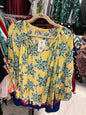 Crown & Ivy Blouse - Yellow with green and navy print - 1X NWT