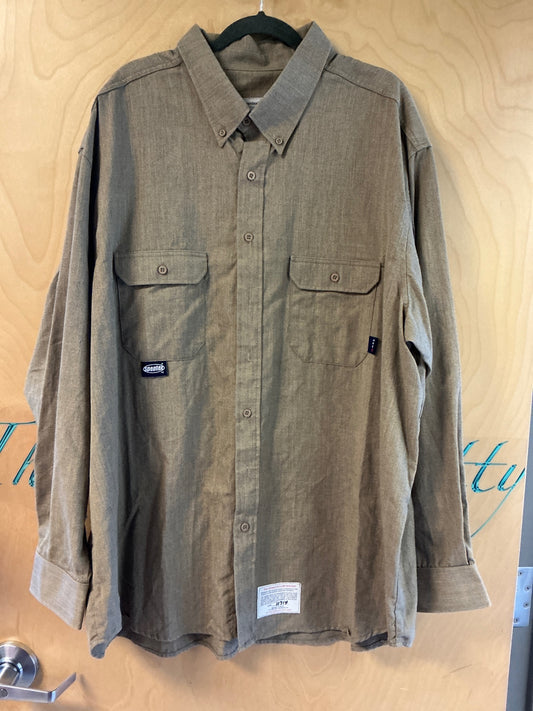 Spentex Flame Resistant Long Sleeve Button Up Shirt - Beige - 4X NWOT