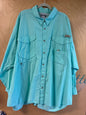 Columbia Long Sleeve Button Up Shirt - Turquoise - 5XL
