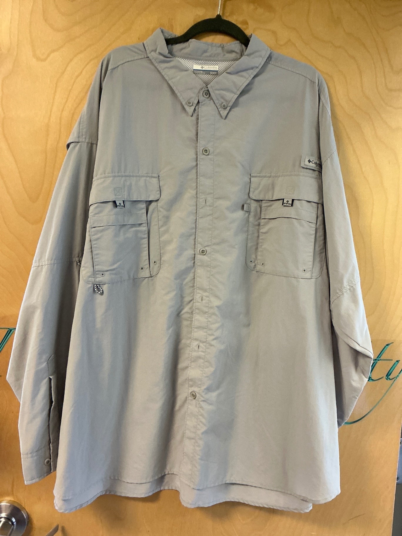 Columbia Long Sleeve Button Up Shirt - Gray - 5X