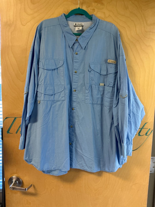 Columbia Long Sleeve Button Up Shirt - Blue - 5X