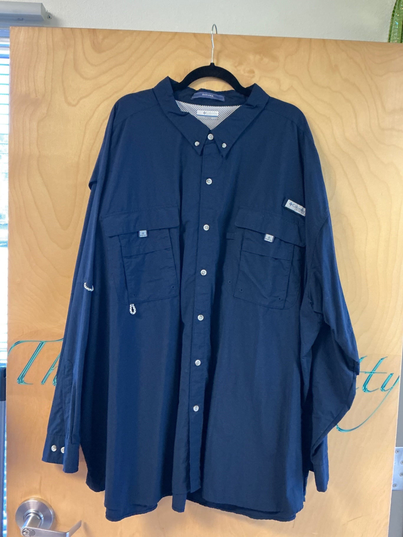 Columbia Long Sleeve Button Up Shirt - Navy Blue - 6X