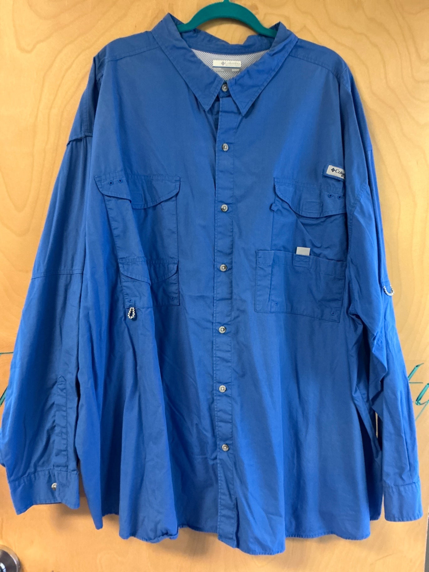 Columbia Long Sleeve Button Up Shirt - Blue - 5X