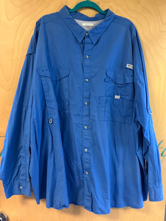 Columbia Long Sleeve Button Up Shirt - Blue - 5X