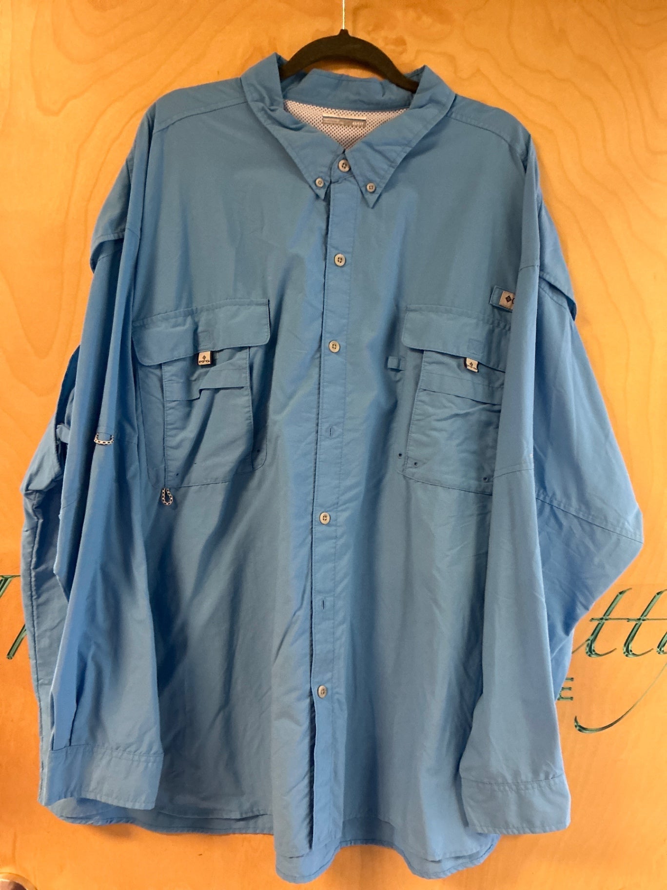 Columbia Long Sleeve Button Up Shirt - Baby Blue - 5X