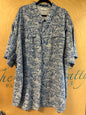 Columbia Short Sleeve Button-Up Shirt - Blue and White - 5X