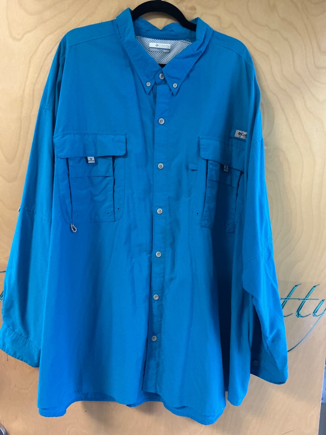 Columbia Long Sleeve Button Up Shirt - Blue - 5X