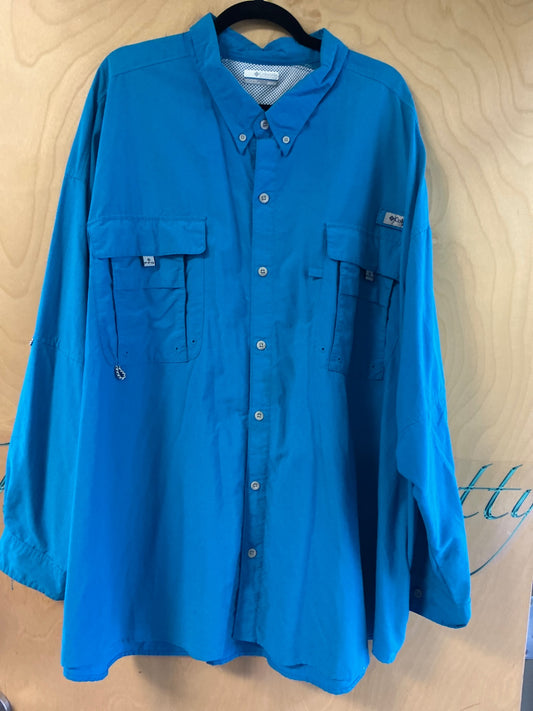 Columbia Long Sleeve Button Up Shirt - Blue - 5X