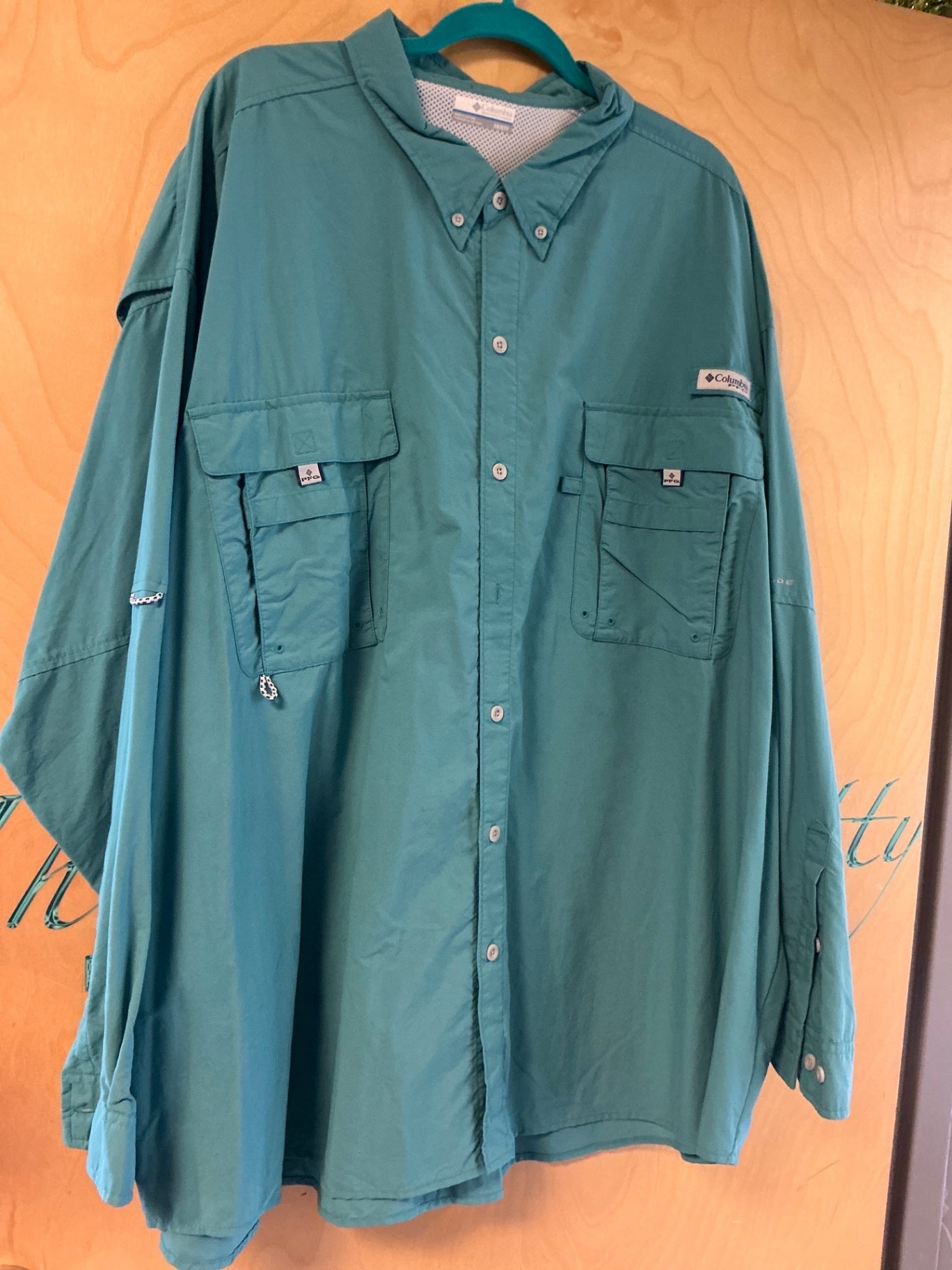 Columbia Long Sleeve Button Up Shirt - Teal - 5X