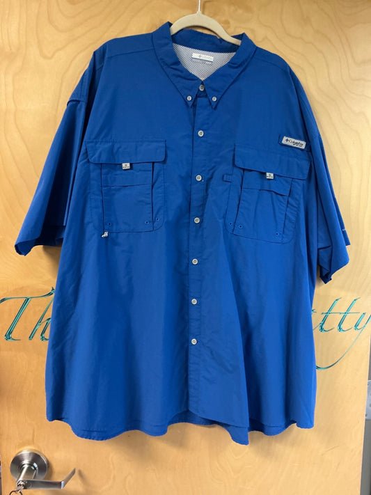 Columbia Short Sleeve Button-Up Shirt - Blue - 5X