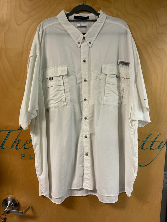 Columbia Short Sleeve Button-Up Shirt - White - 6X
