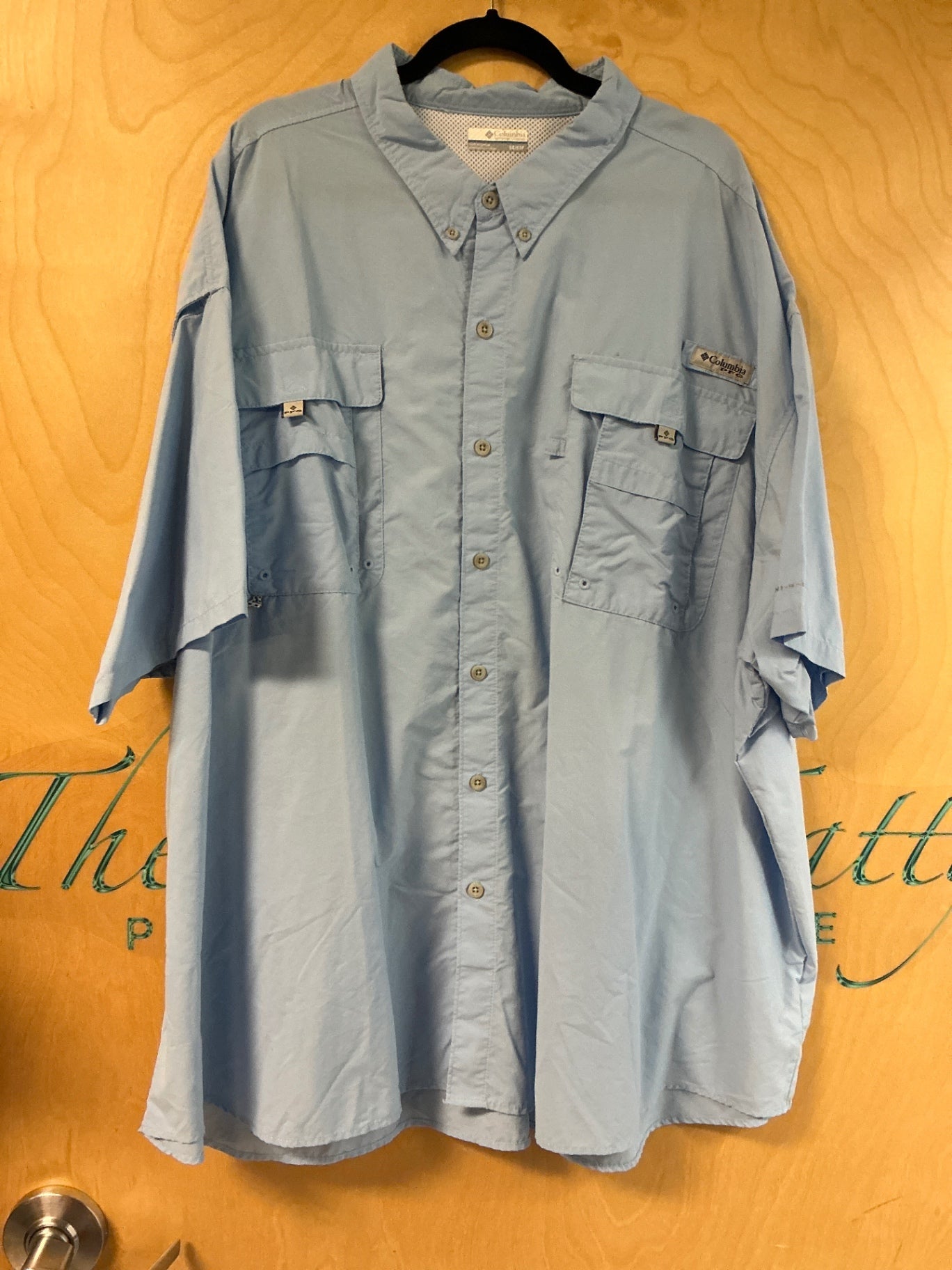 Columbia Short Sleeve Button-Up Shirt - Light blue - 5X