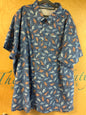 Columbia Short Sleeve Button-Up Shirt - Multicolored (predominantly navy blue, brown, and light blue) - 5X