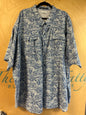 Columbia Short Sleeve Button-Up Shirt - Blue and white - 5X