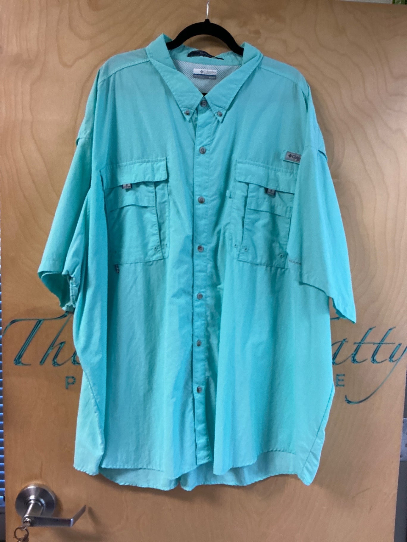Columbia Short Sleeve Button-Up Shirt - Turquoise - 5X