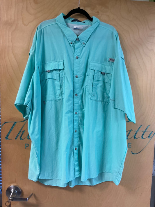 Columbia Short Sleeve Button-Up Shirt - Turquoise - 5X