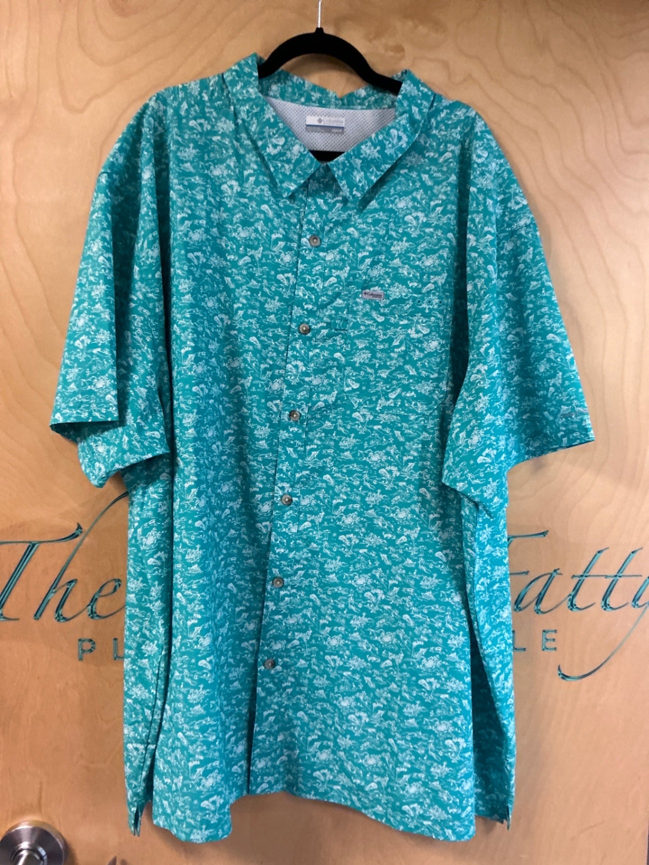 Columbia Short Sleeve Button-Up Shirt - Turquoise - 5X