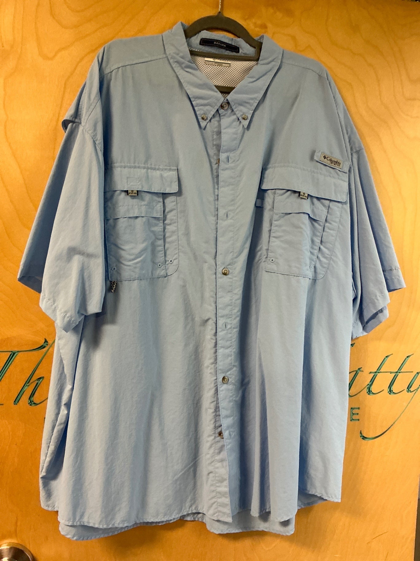 Columbia Short Sleeve Button-Up Shirt - Light blue - 5X