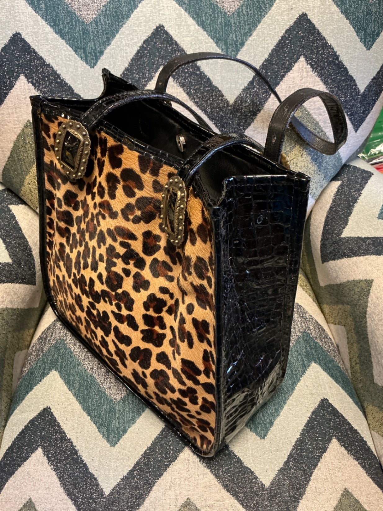 Double J Saddlery Tote Bag - Leopard print and black - Large