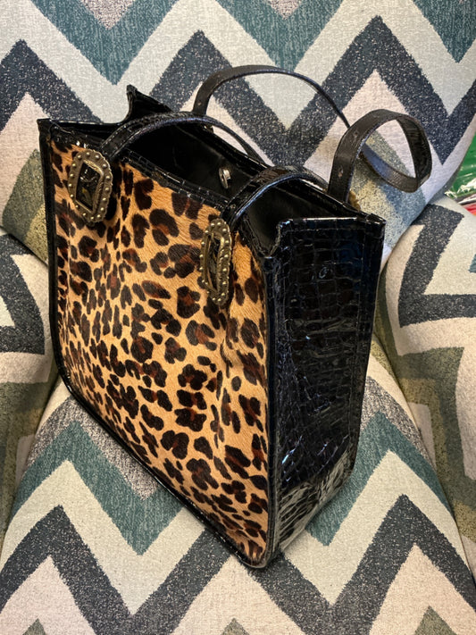 Double J Saddlery Tote Bag - Leopard print and black - Large