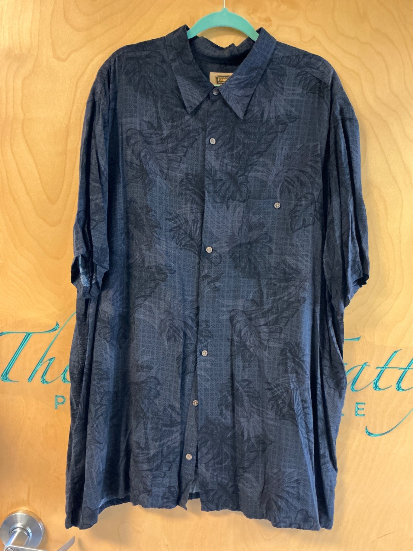 Foundry Short Sleeve Button-Up Shirt - Dark Blue - 3XLT