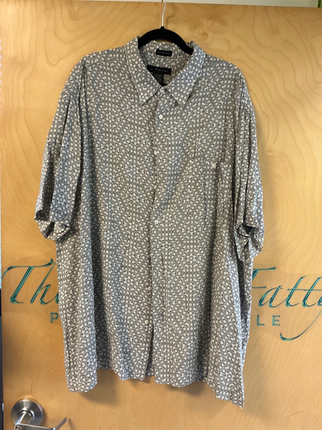 J. Ferrar Short Sleeve Button-Up Shirt - Beige/black/white - 3XLT