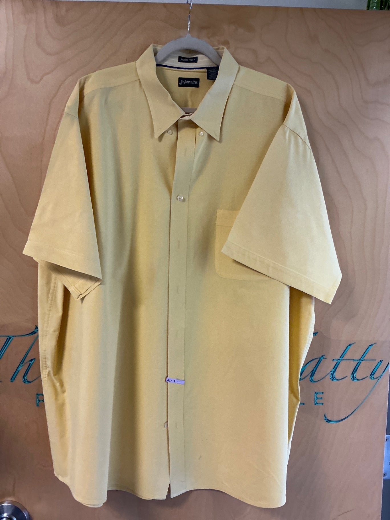 St. John's Bay Short Sleeve Button-Up Shirt - Yellow - 3XLT