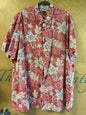 Foundry Short Sleeve Button-Up Shirt - Red and white - 3XLT