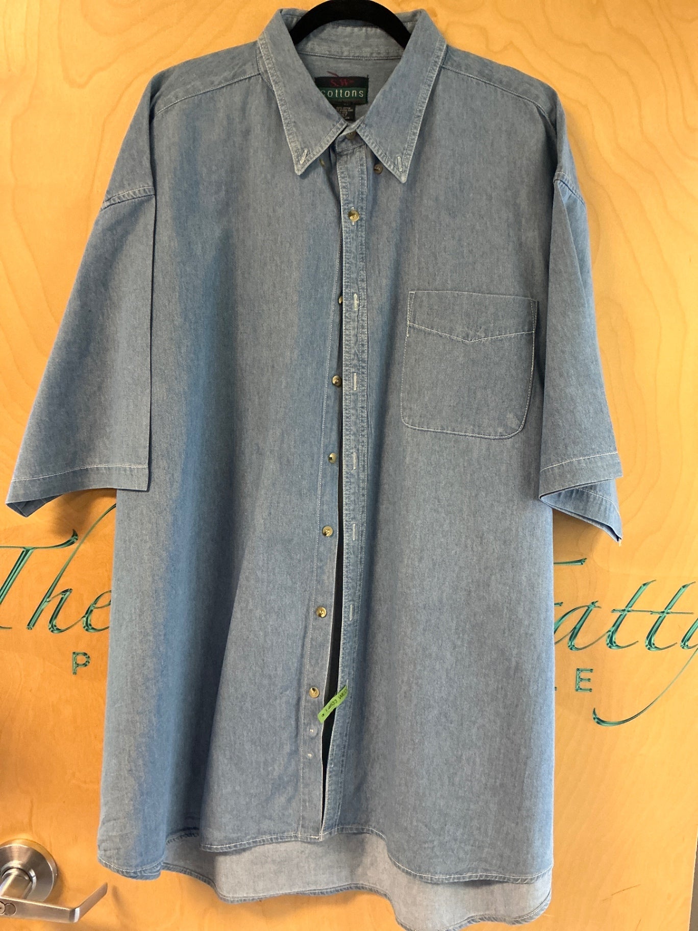 S.W. Cottons Short Sleeve Button-Up Shirt - Denim -
