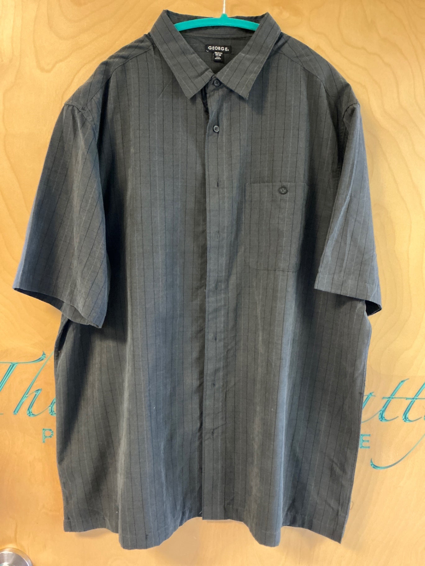 GEORGE Short Sleeve Button-Up Shirt - Gray - 3XLT