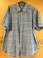 St. John's Bay Short Sleeve Button-Up Shirt - Blue with white and navy checks - 2XLT