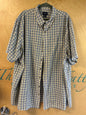 Harbor Bay Short Sleeve Button-Up Shirt - NavyBlue/Yellow Check - 3XLT