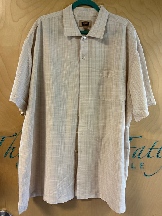 Foundry Short Sleeve Button-Up Shirt - Beige - 3XLT