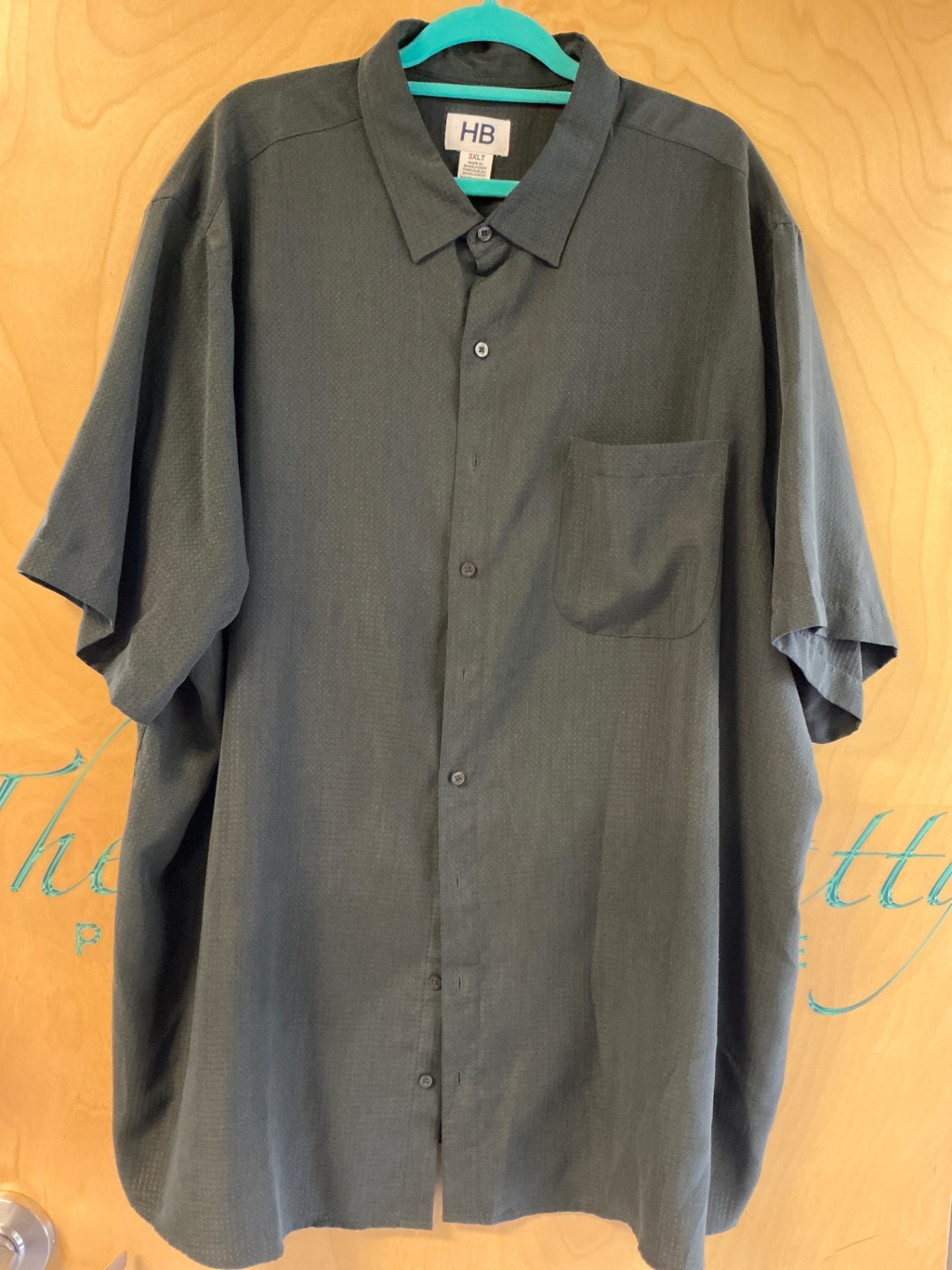 Harbor Bay Short Sleeve Button-Up Shirt - Dark gray - 3XLT