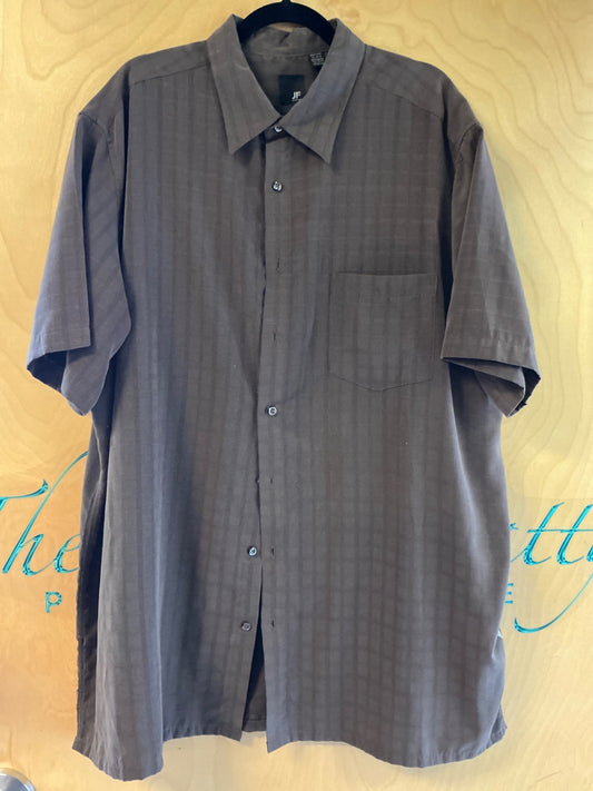J. Ferrar Short Sleeve Button-Up Shirt - Brown - 2XLT