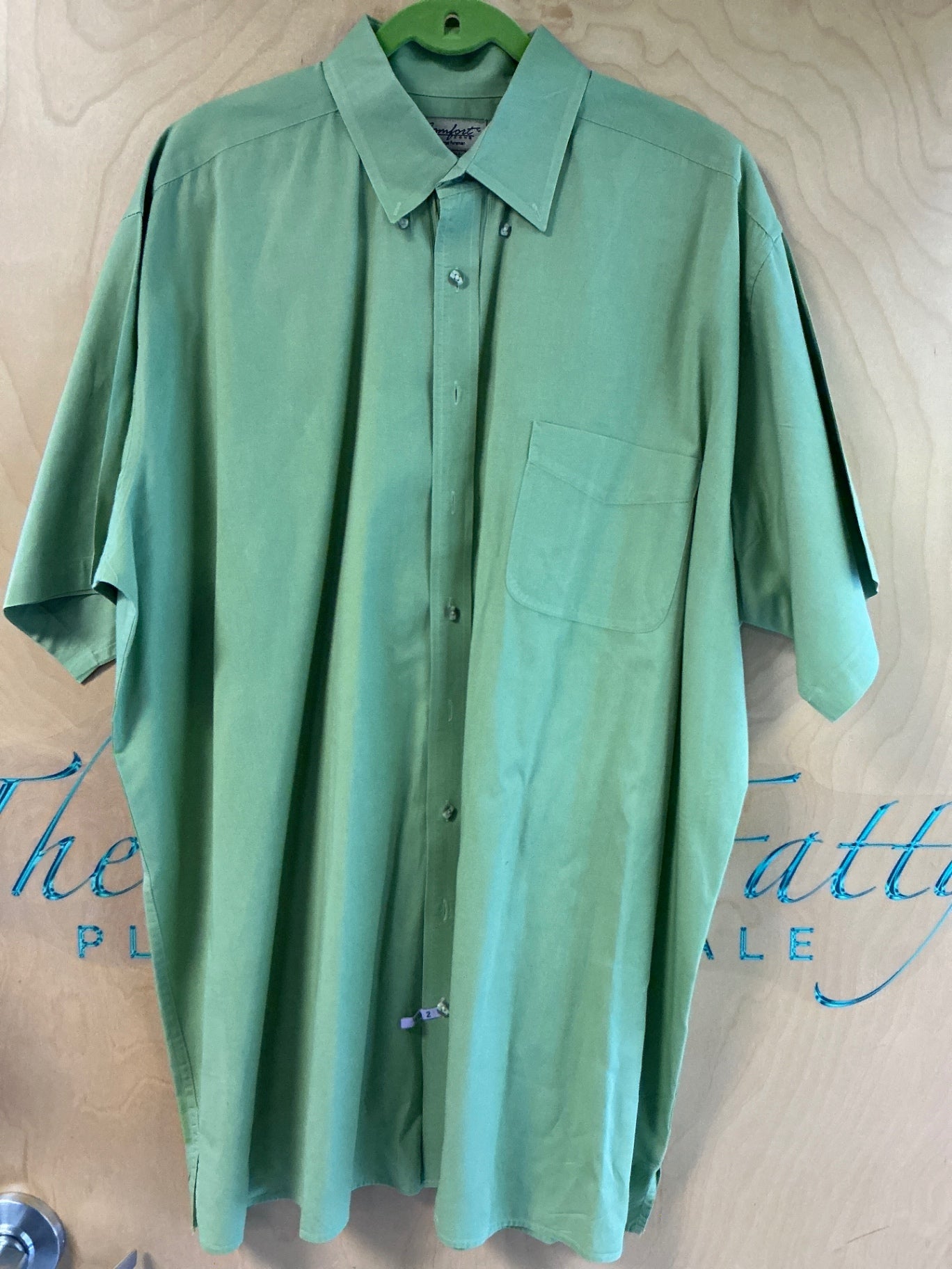 Comfort zone by George Foreman Short Sleeve Button-Up Shirt - Green - 2XLT