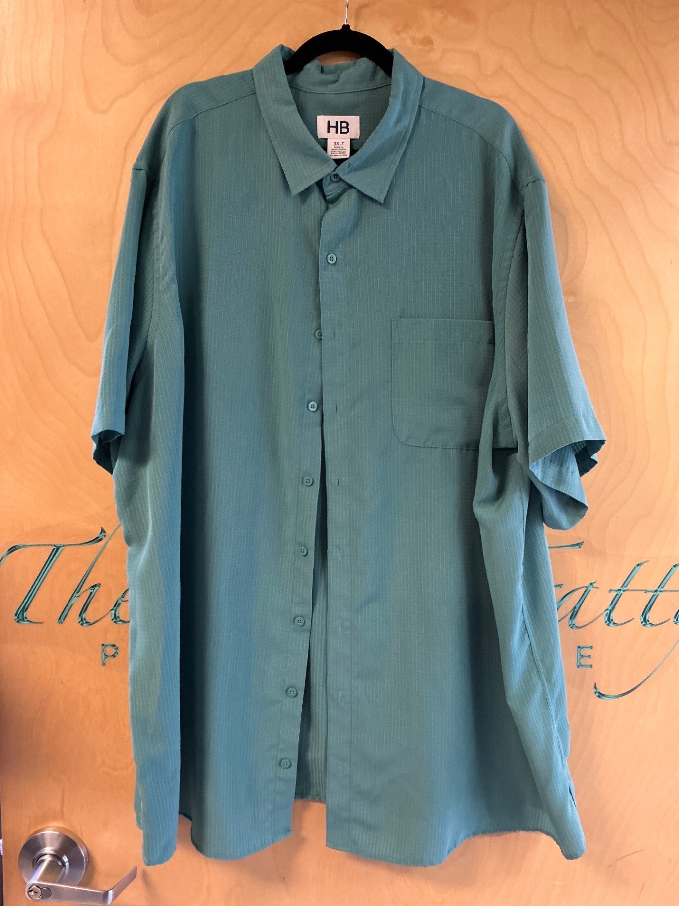Harbor Bay Short Sleeve Button-Up Shirt - Teal - 3XLT