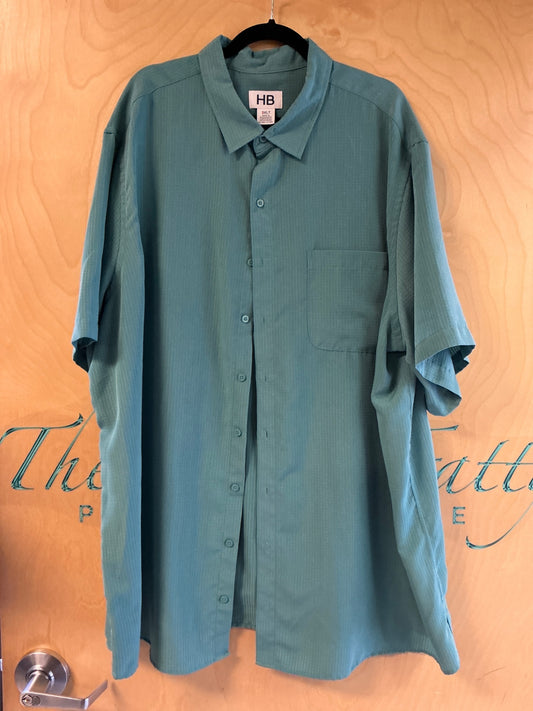 Harbor Bay Short Sleeve Button-Up Shirt - Teal - 3XLT
