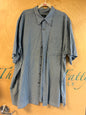 Harbor Bay Short Sleeve Button-Up Shirt - Blue and white striped - 3XLT
